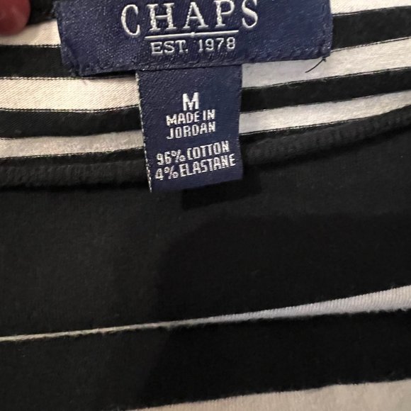 Chaps-Medium-Black & White Strips-Stretch-Casual-Classy-travel-vacation - Picture 6 of 8